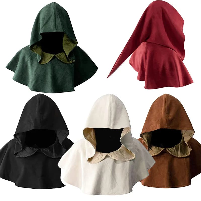 Sacerdote medievale monaco mago mantello corto Costume Cosplay scialle strega mantello con cappuccio cappello a mantella pagana abito fantasia mantello regalo di Halloween
