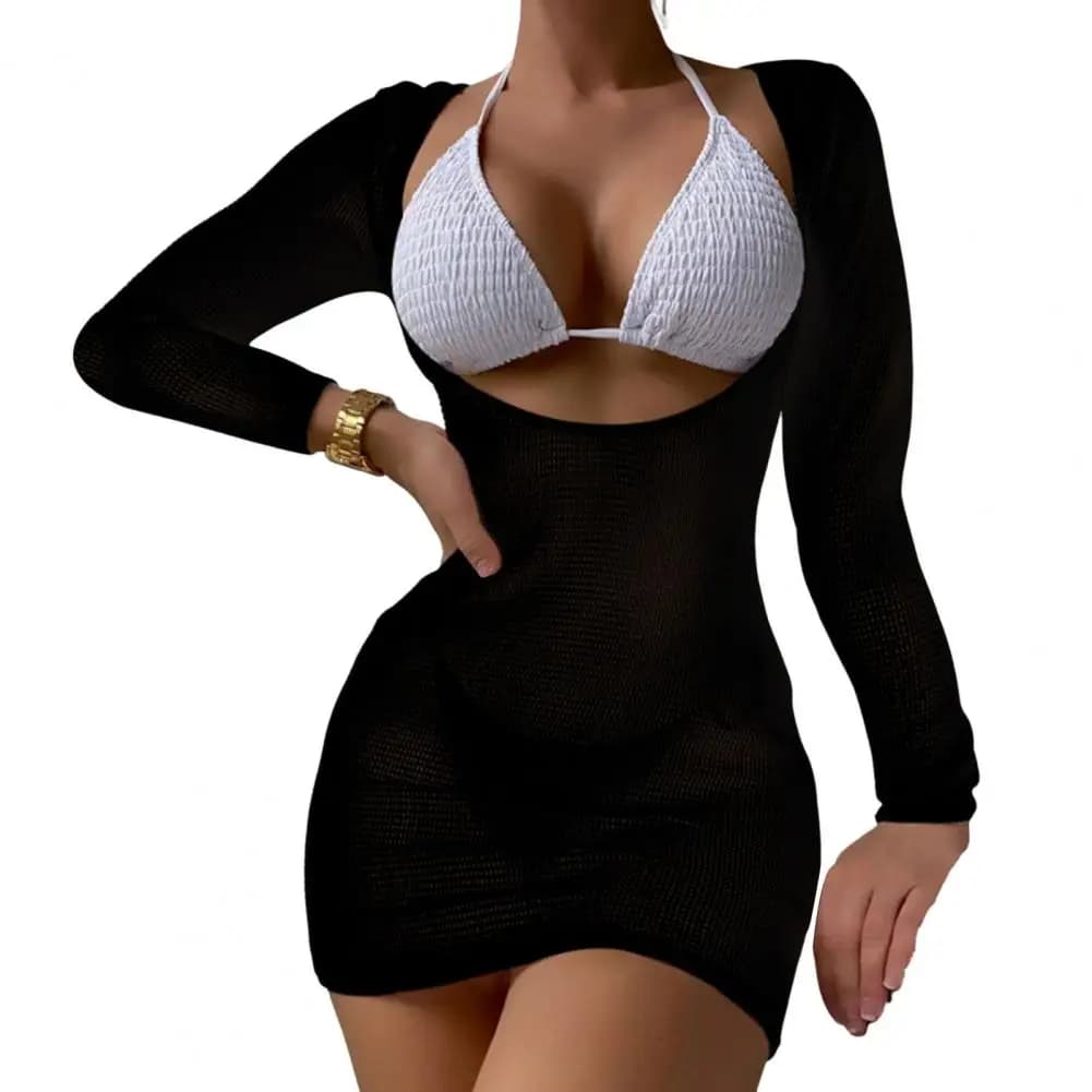 3 pezzi/set bikini set halter pettorale senza reggiseno di supporto in acciaio slip bikini con lacci set con abito coprente costume da bagno diviso antirughe