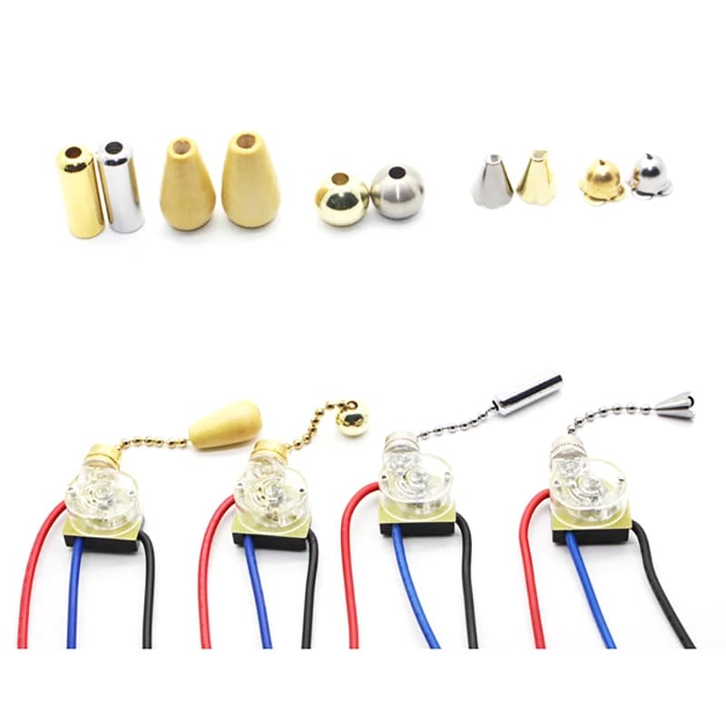 3 Speed Ceiling Fan Switch Kit 3 Wires Wind Switch Hinge Speed Control Switch Wire Switch with rope DIY Tools Accessories 1X