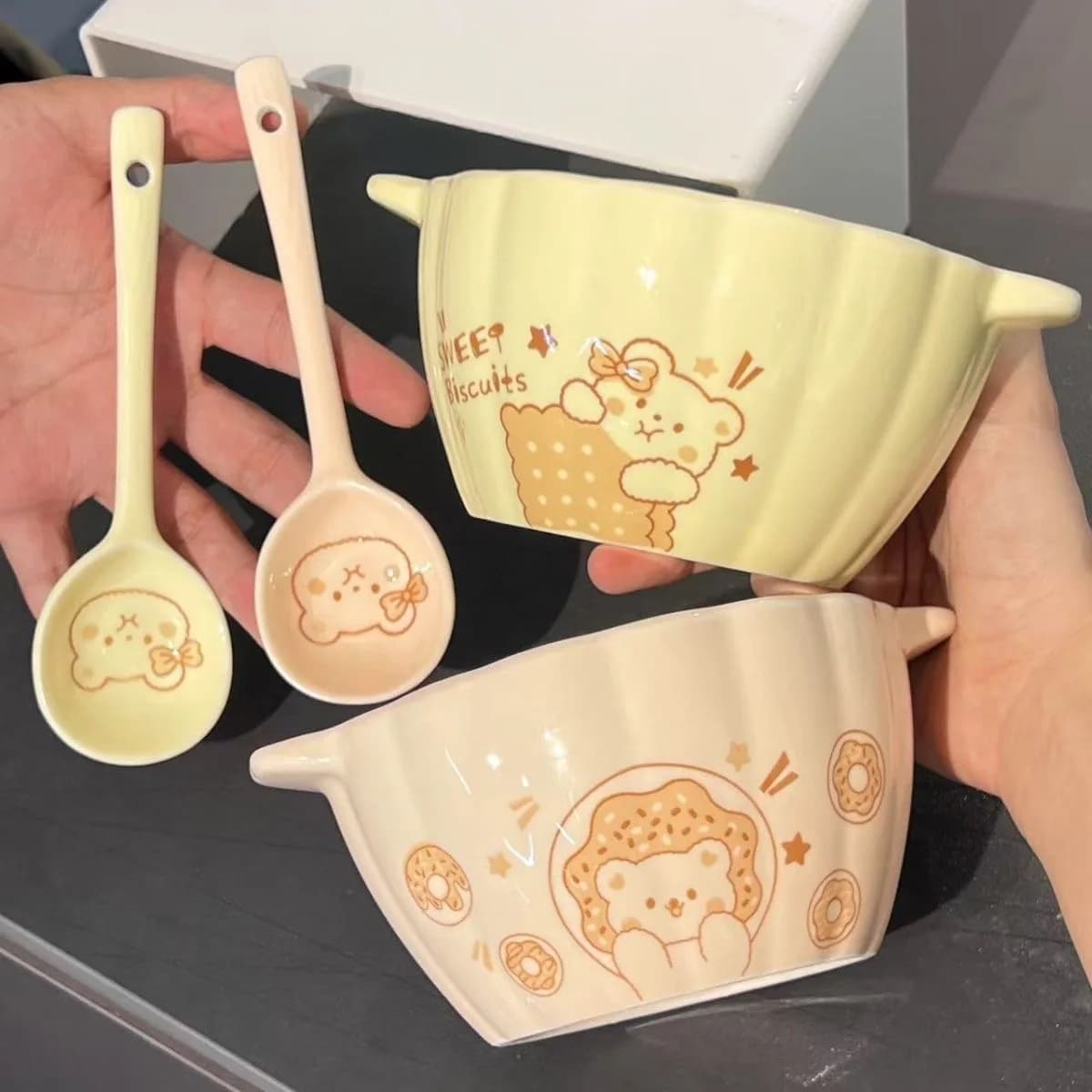 Fruit salad bowl in the shape of animated cardboard, special for air fryer and microwave, egg bowl, bowl for yogurt and oats of Gao Fu
