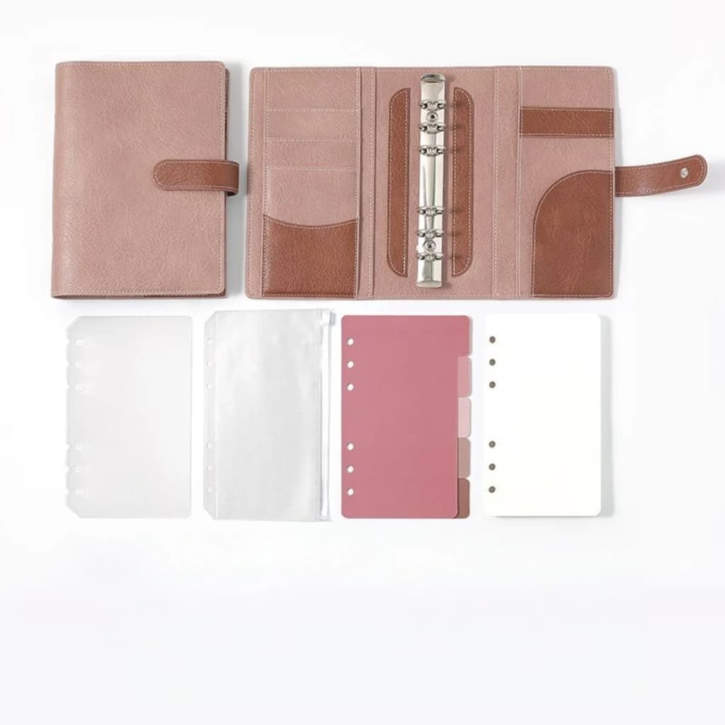 Raccoglitore A6 A7 a 6 anelli - Quaderno ricaricabile in pelle PU con 80 fogli vuoti, tasca in plastica, divisori e 5 pagine indice