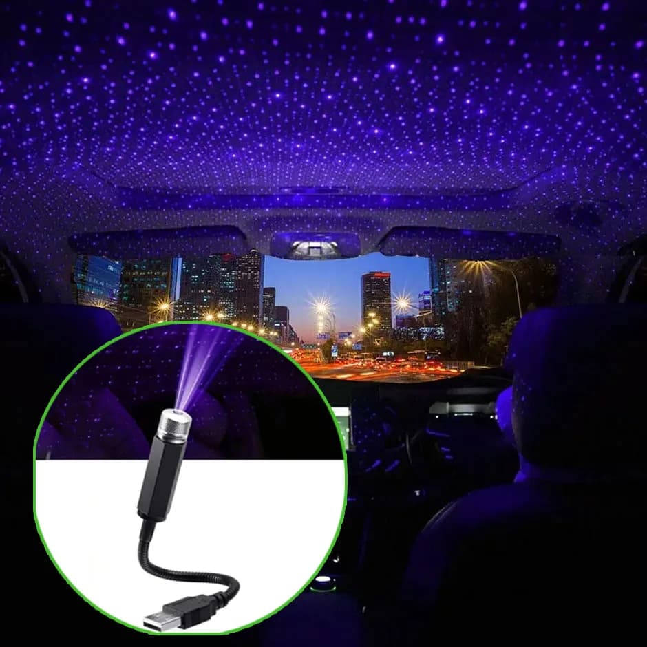 Mini Car LED Starry Sky Night Light 5V USB Powered Galaxy Star Projector Atmosphere Lamp for Car Roof Room Ceiling Decor..