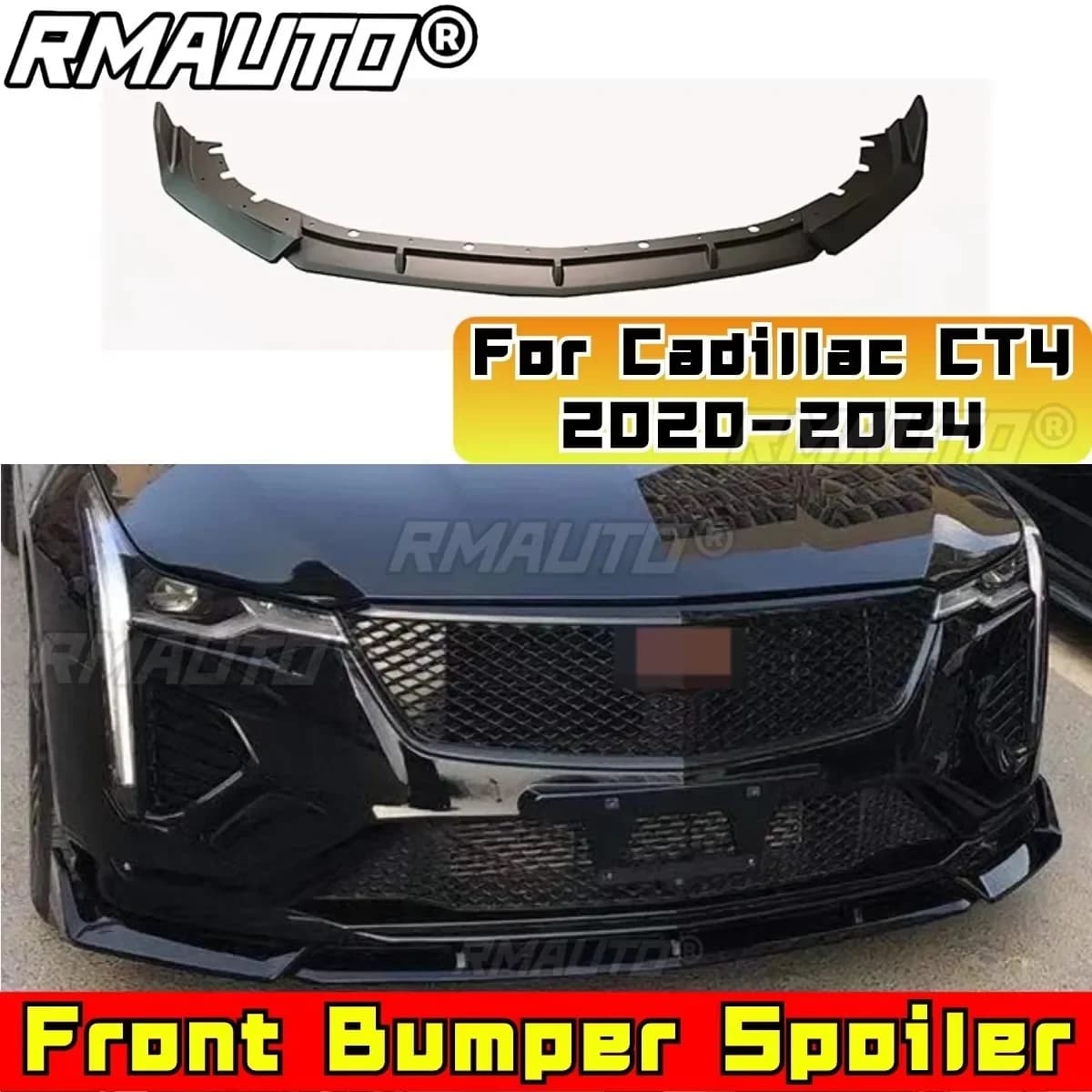 Per Cadillac CT4 2020-2024 Auto Paraurti Anteriore Lip Splitter Diffusore Spoiler Corpo Kit Gloss Nero Paraurti Copertura Parte di Modifica