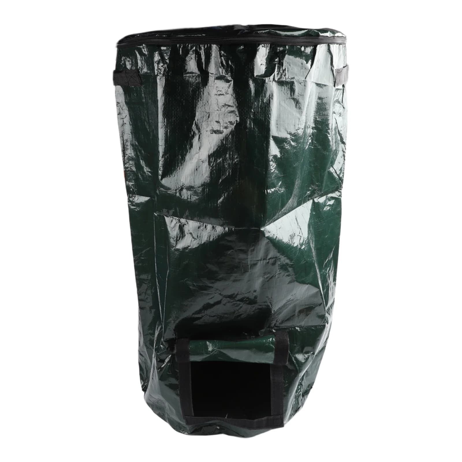 Green PE Compost Bag With Lid And Handle For Kitchen Scraps Yard Waste Outdoor Gardening Waste Collector Bin 35x60cm