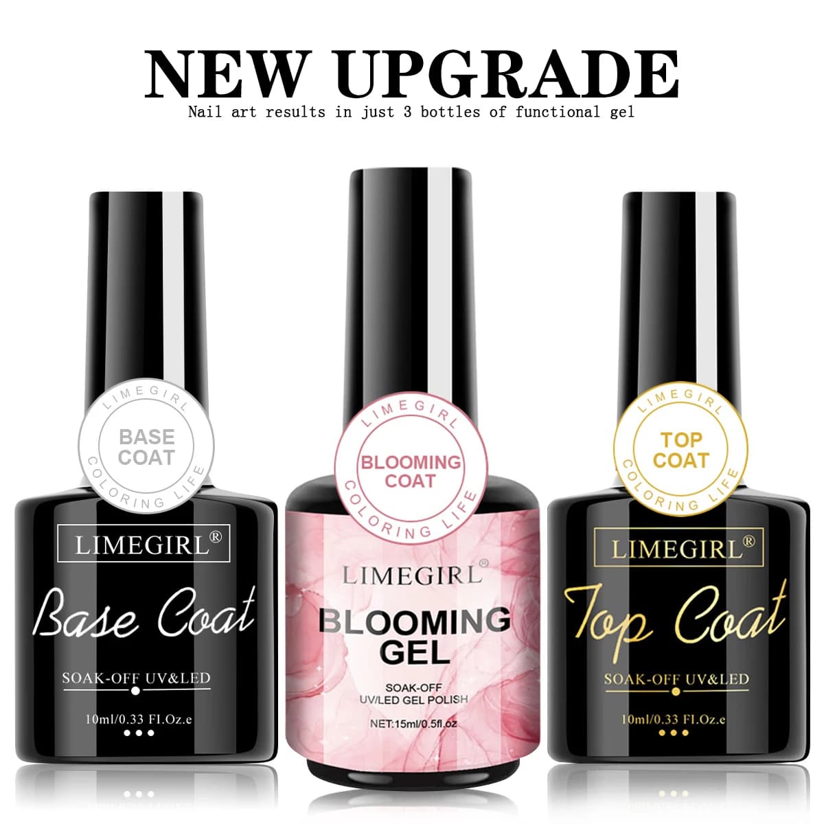 LIMEGIRL Nail Art Kit multifunctional gel Soak UV Primer Paint coated transparent Bloom Gel Nail Art Extension Set of glossy gel enamels