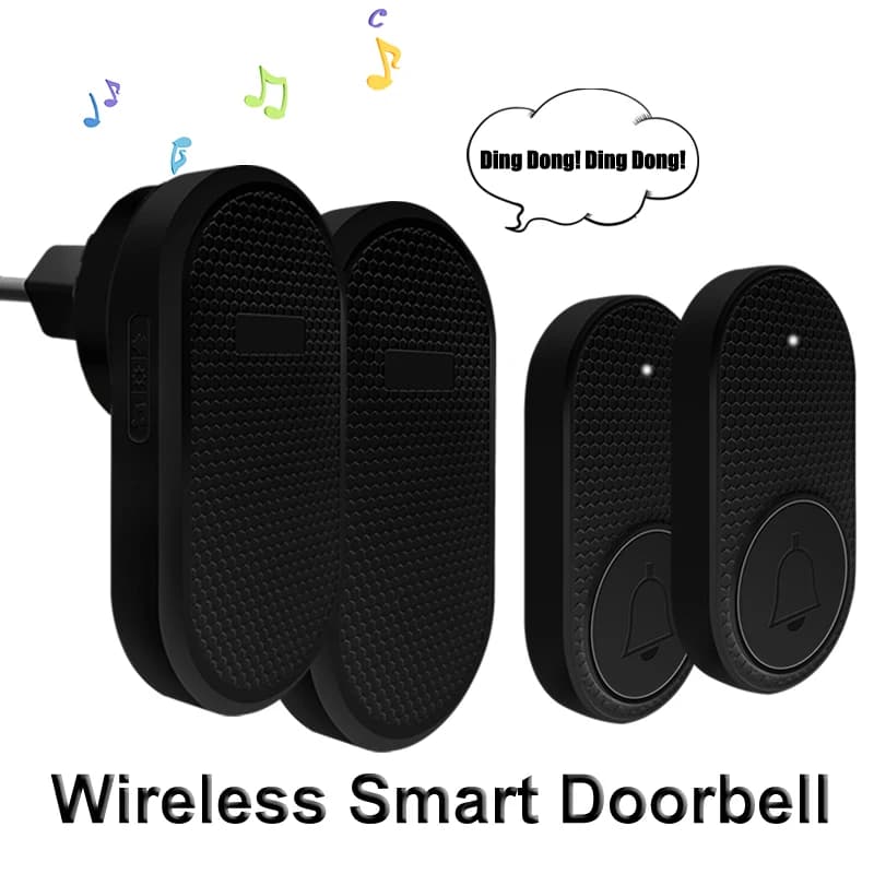 Campanello senza fili per casa intelligente Campanello di benvenuto 433 MHz Dispositivo di promemoria campanello per porta 32 brani Melodie Allarme Volume regolabile Spina USA UE