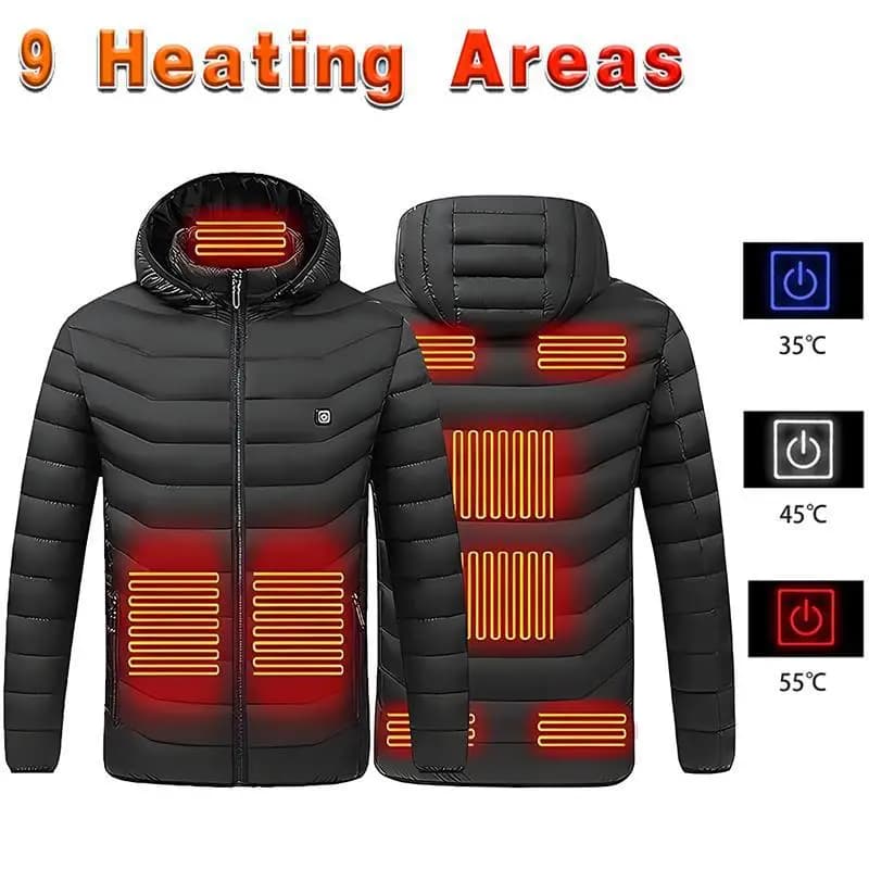 Giacca in Cotone Riscaldante Intelligente L 25372 USB, Abbigliamento Invernale Caldo per Esterni, Giacca in Cotone per Coppie, Modello Lungo con Imbottitura Sottile