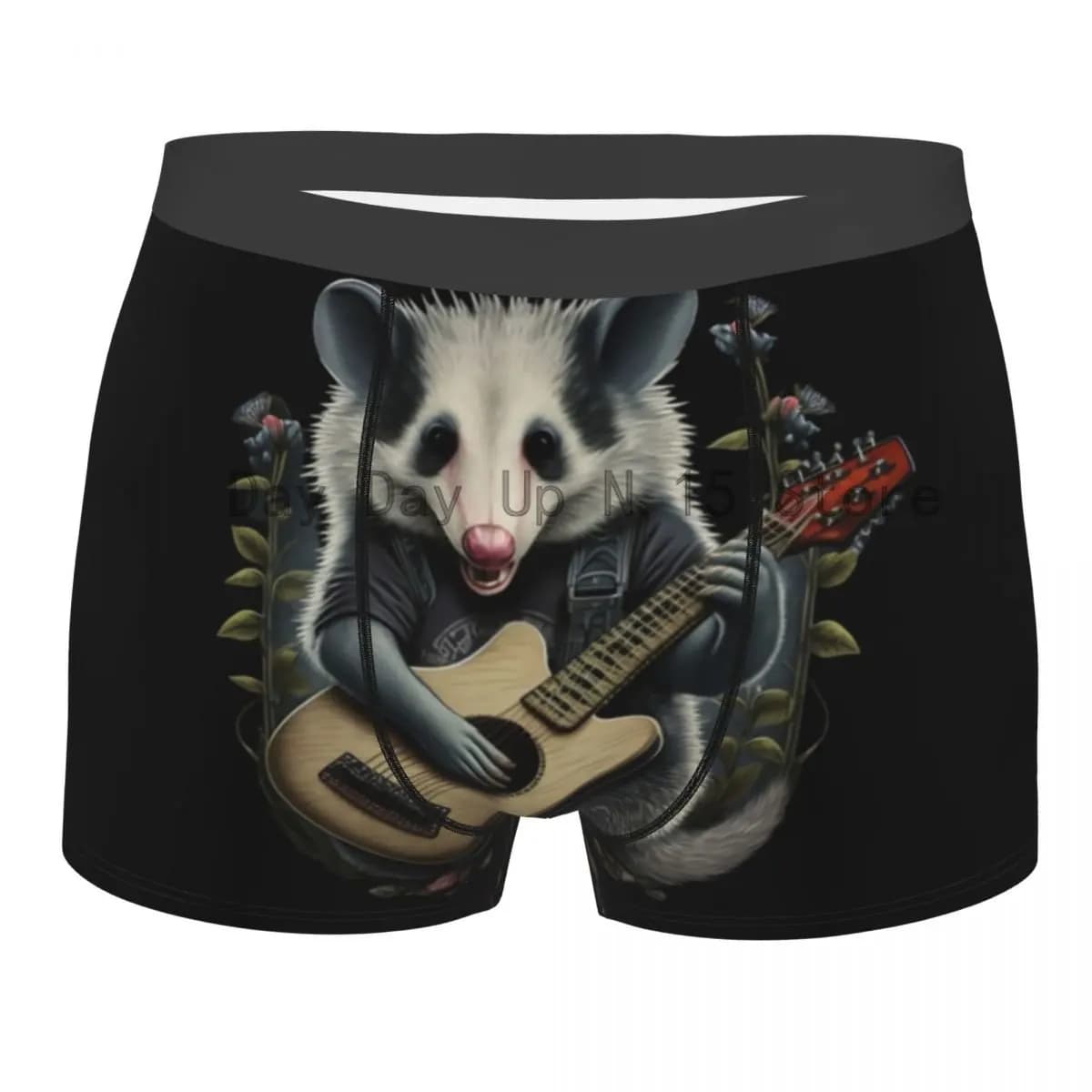 Opossum Live Laugh Love With Guitar Boxer Shorts Men 3D Printed Male Stretch Underwear Panties Briefs