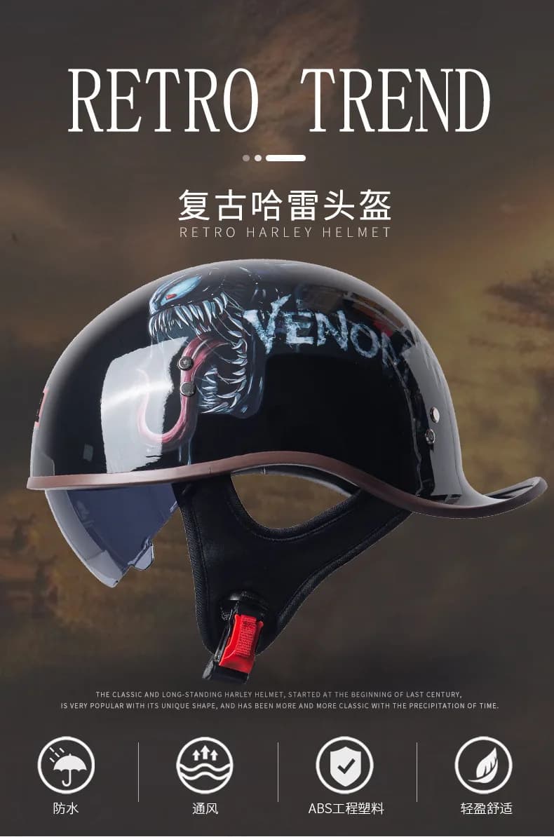 Motorcycle half helmet for all seasons, lightweight retro unisex helmet for scooters and electric bikes, safety helmet for ridin