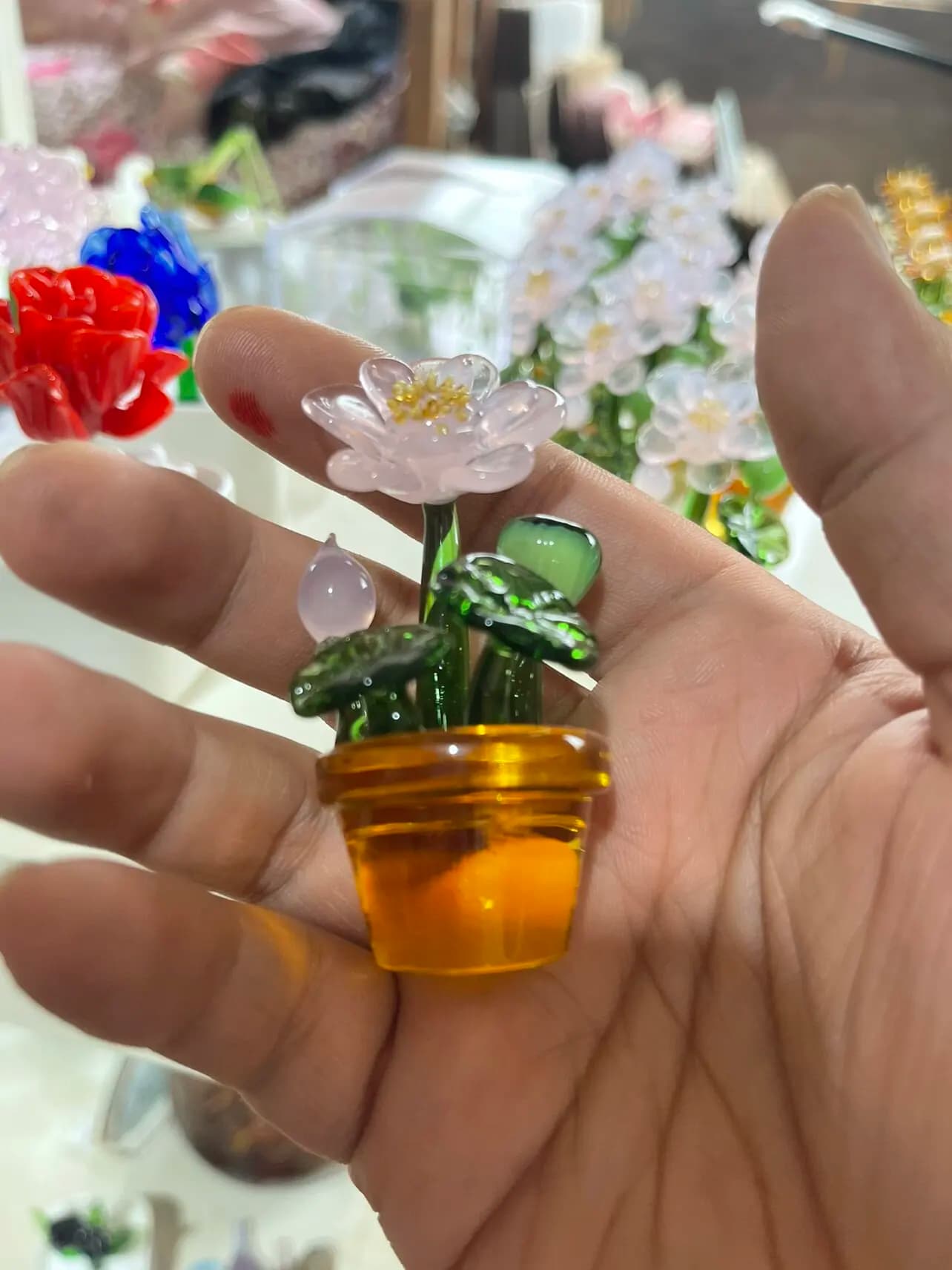 Simulation of Green Plants, Glass Potted Plants, Lotus Flowers, Handmade Ornament Crafts