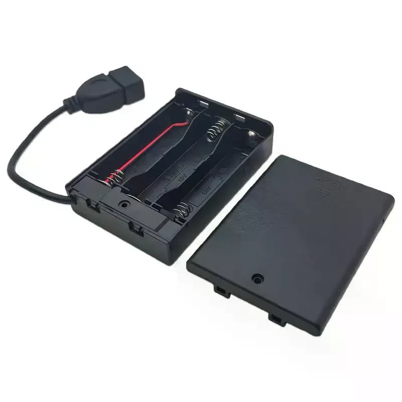 Scatola batteria mini alimentatore USB da 1/4 pezzi con coperchio e interruttore 3 scatole batteria USB AA per luci di striscia LED da 4,5 V