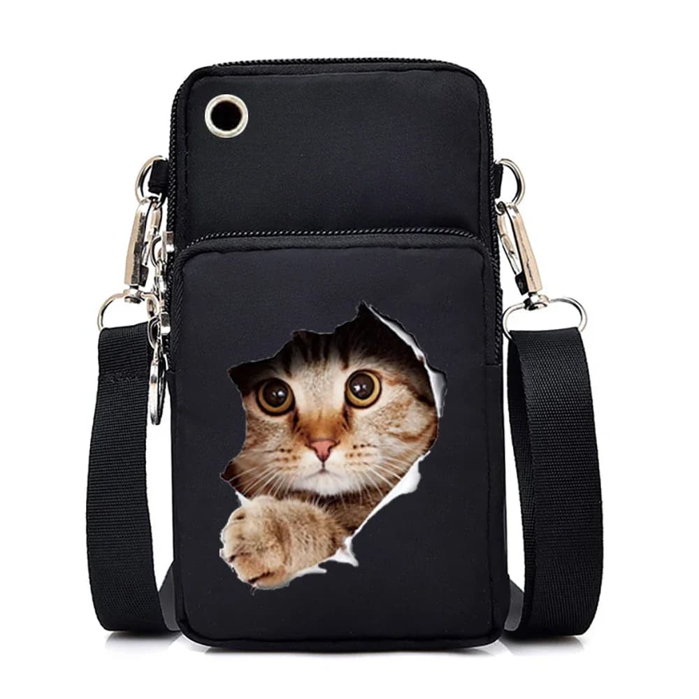 Grafica simpatico gatto Borse a tracolla piccole Donna Harajuku Animale Mini borsa per cellulare Borsa a tracolla per adolescenti Borse e borsette da donna