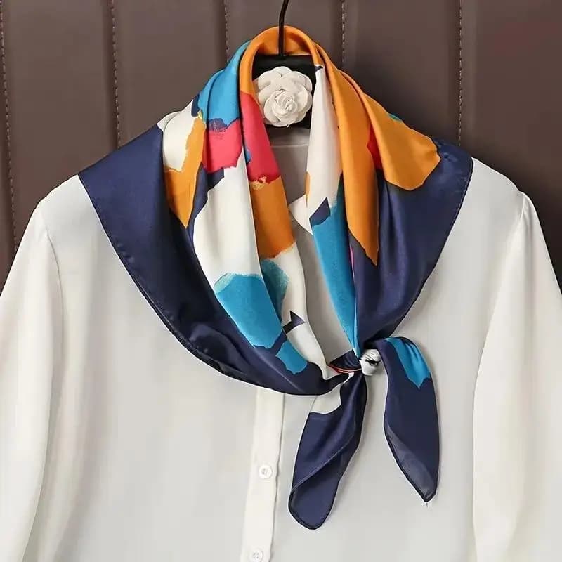 70*70cm Green Brown Scarf Women Simulated Silk Fresh Elegant Versatile Headwear Clothing Bags Square Scarf Gift
