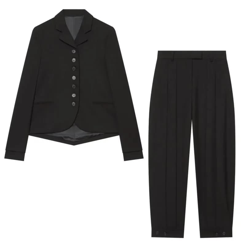 Women's Mid-Rise Pants Set 2 Piece New 2026 Asymmetric Hem Button Blazer Stretch Capris Autumn Two Piece Set Women Outfits
