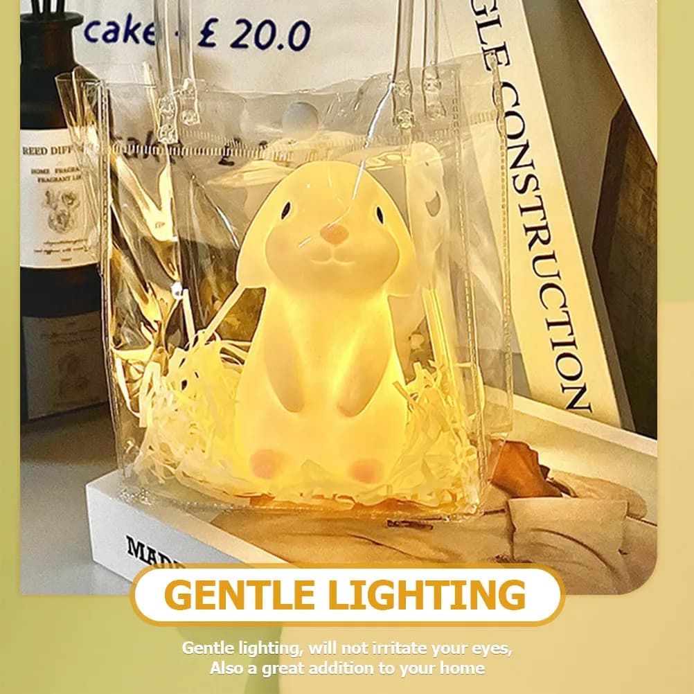 2 Pezzi Lampada Notturna per Bambini a Forma di Coniglio, Luce Notturna in Vinile di Alta Qualità, Lampada da Comodino a Luce Soffusa per Cameretta, Camera da Letto, Scrivania
