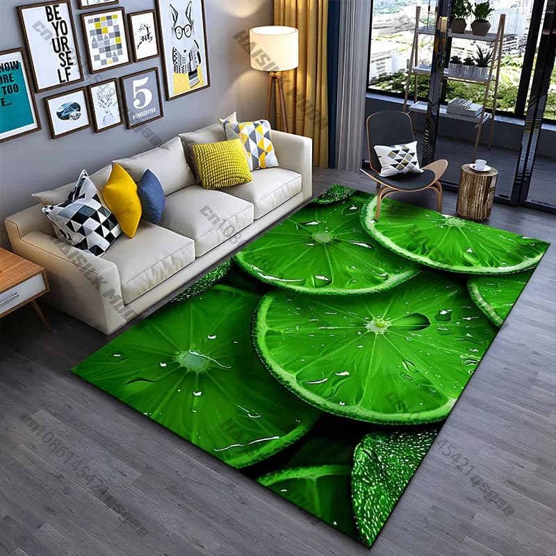 Fresche e vivaci fette di lime verdi, tappeto per yoga, decorazione per soggiorno, tappetino per gattonare per bambini, zerbino, tappeto per giochi