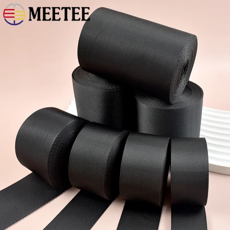 8 Metri 10-100mm Nylon Tessitura Fascia Borsa Nastro Nero Zaino Tracolla Cintura Bias Nastro Vincolante Vestiti Accessori Per Cucire