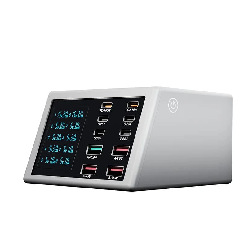100W Multi 10 Ports PD USB Fast Charger LCD Display PD 60W Charging Carregador for Tablet Smartphone Iphone Samsung Xiaomi