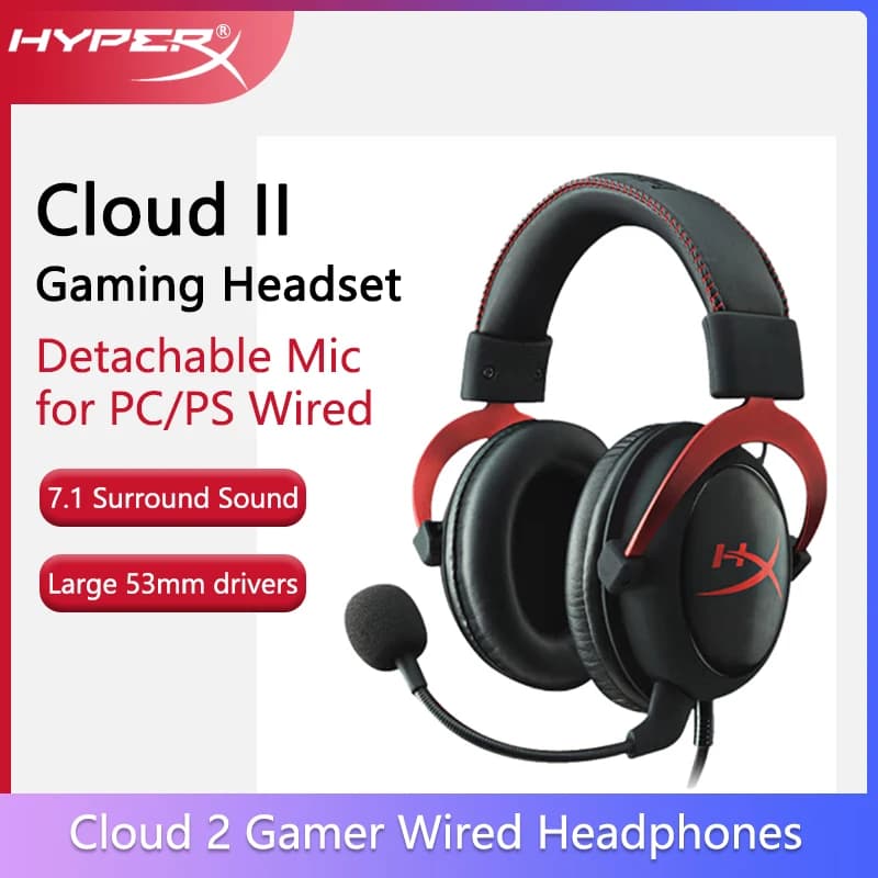 Game Headphones HyperX Cloud II Hi-Fi 7.1 Detachable surround/Microphone / USB audio card for PC PS Cloud 2 Wired gaming heads