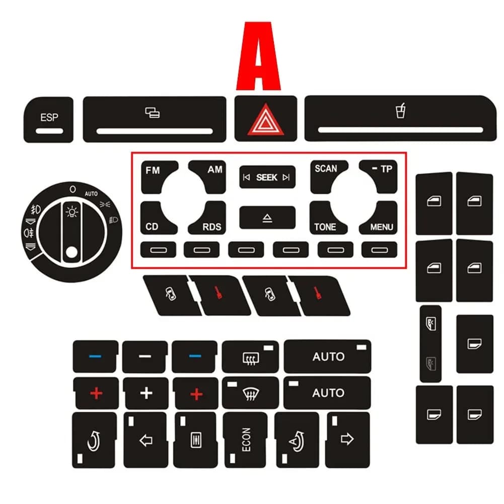 Per Audi A4 B6 B7 Radio Clima Pulsante di regolazione del faro Riparazione Indossato Manopola Interruttore Serratura della porta Pulsante A/C Riparazione Decal