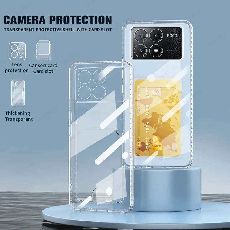 Custodie per telefoni a portafoglio con porta carte con slot trasparente per Xiaomi Poco X6 X 6 X6Pro Little X7 Pro X7Pro 5G Protezione fotocamera Cover antiurto