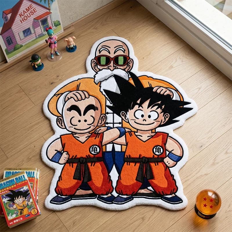 Dragon Ball Z Personalized Polyester Carpet with Goku, Krillin and Roshi, Soul Fan Collection, Living Room Decoration and Bedroom