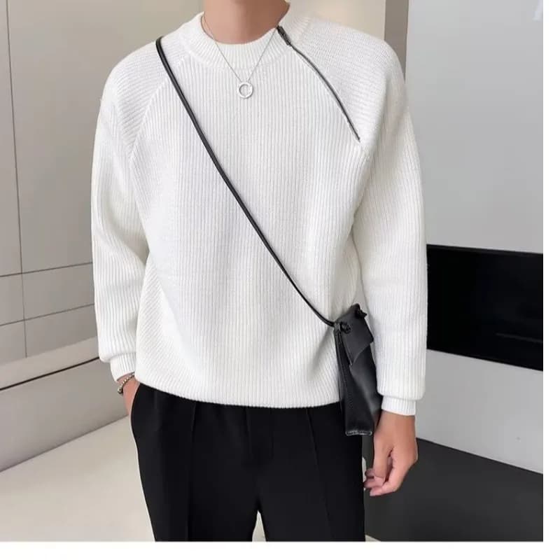 2025 new autumn and winter casual pullover sweater fashionable Korean style loose and versatile solid color men's sportswear