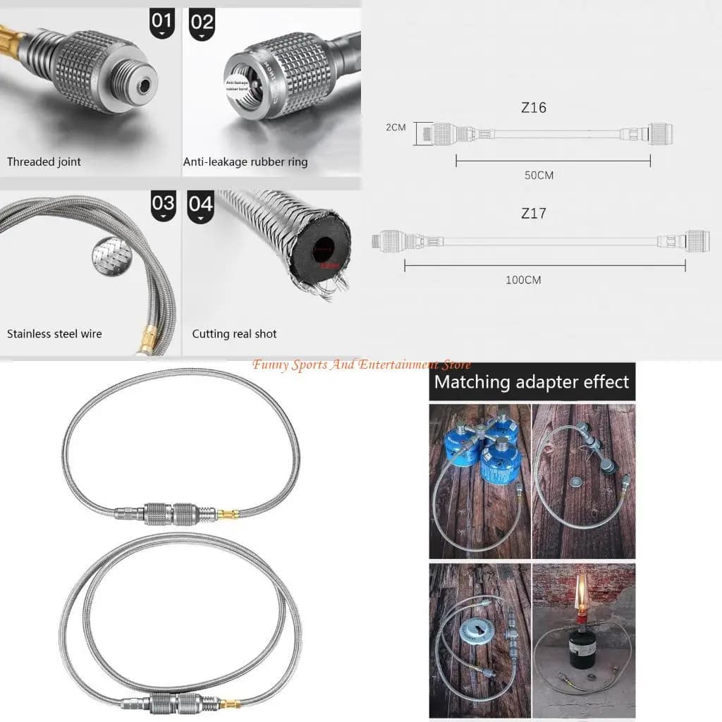 C4DE 50cm/100cm Tubo prolunga per gas da campeggio esterno Adattatore per fornello Connettore per tubo flessibile per bombola