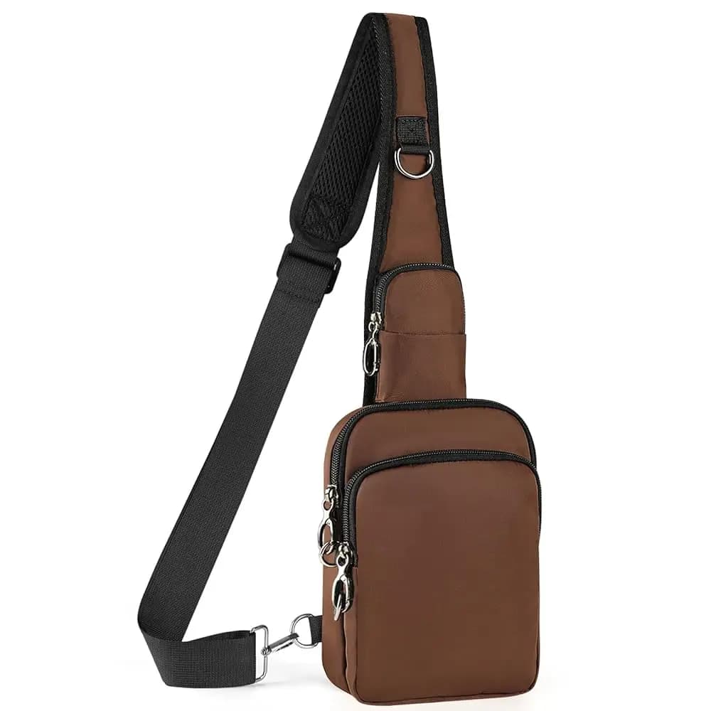Mini borsa a tracolla, piccole borse da petto con doppia tasca con chiusura a cerniera, blocco RFID e resistente all'acqua per donna e uomo