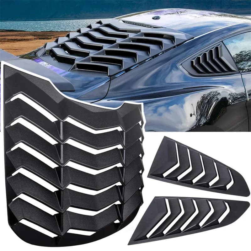 Feritoie per finestrini posteriori + laterali per Ford Mustang 2015 - 2023 parabrezza parasole Vent GT Lambo Style Custom (nero opaco)