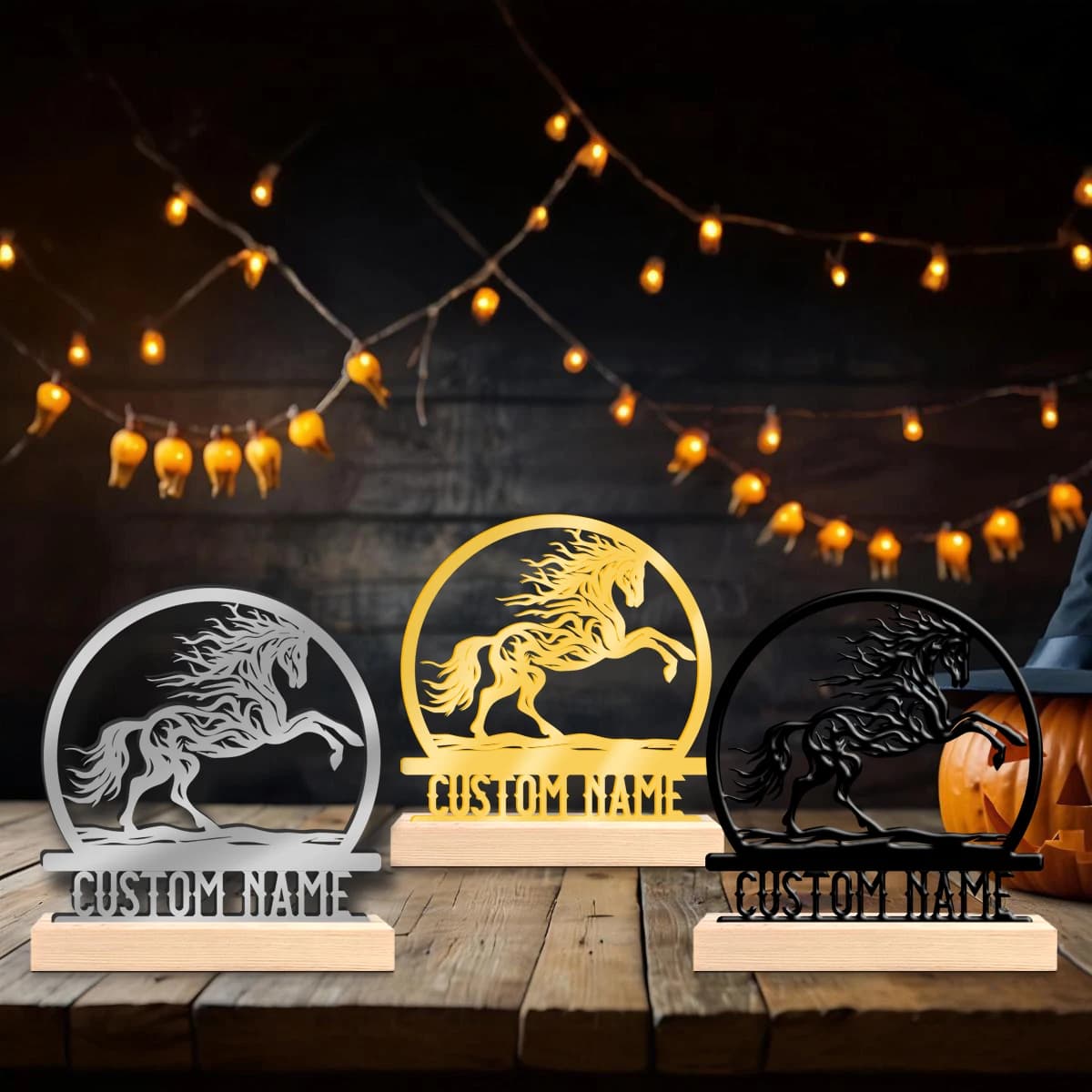1pc Interesting Desktop Metal Statues Customizable Content Equipped with Wooden Base Art Decoration, Desktop Decoration