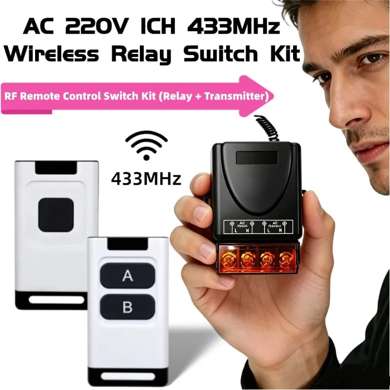 Interruttore Wireless RF 433Mhz con Telecomando, Relè AC 72V-220V per Motore, Pompa Acqua, Sistema di Accesso Porte, Alimentazione Auto