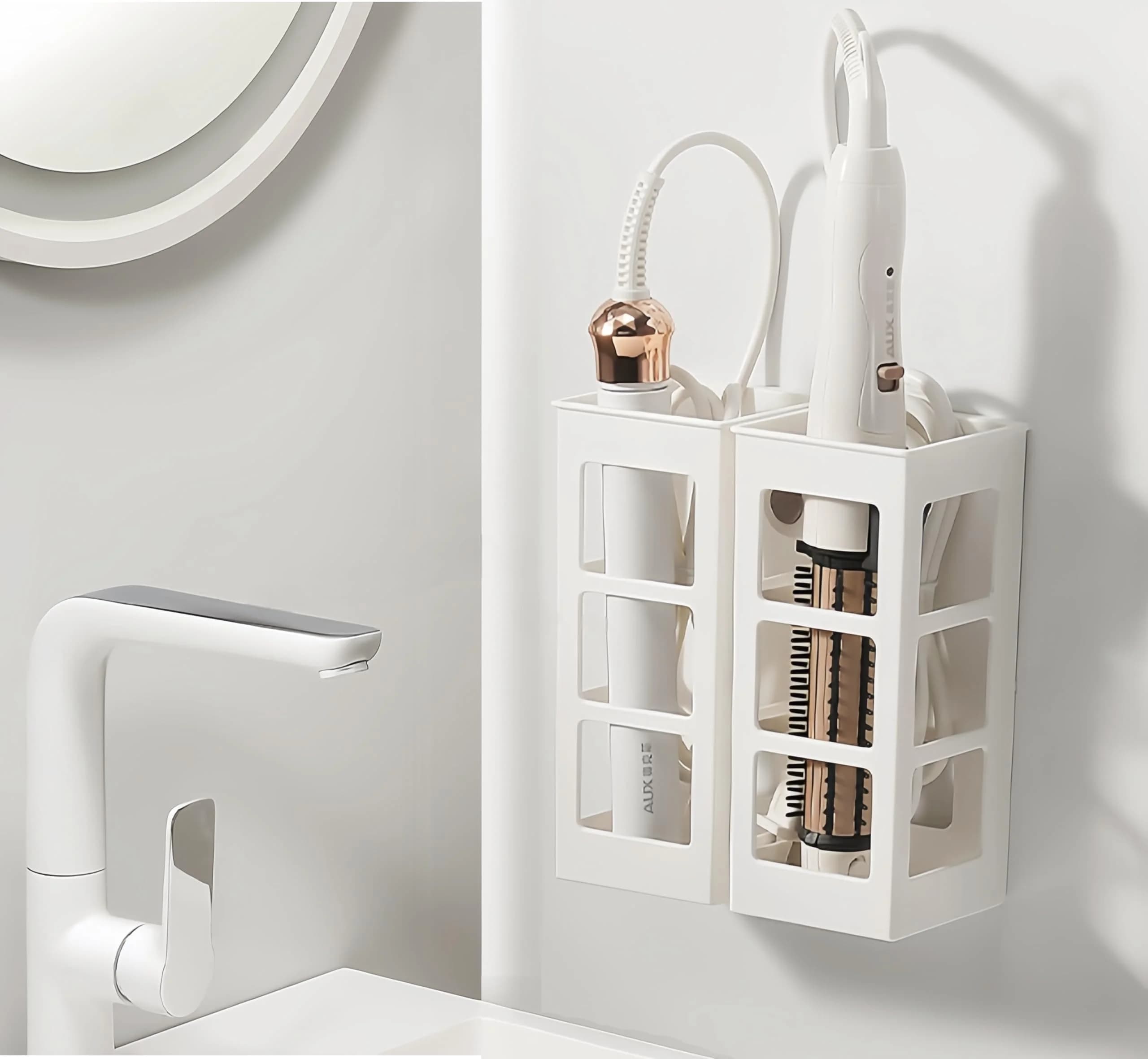 1pc Storage Box for Curling Irons, a Rack for Hair Dryers, a Straightening Board Organizer, Plastic Material, Utility Racks