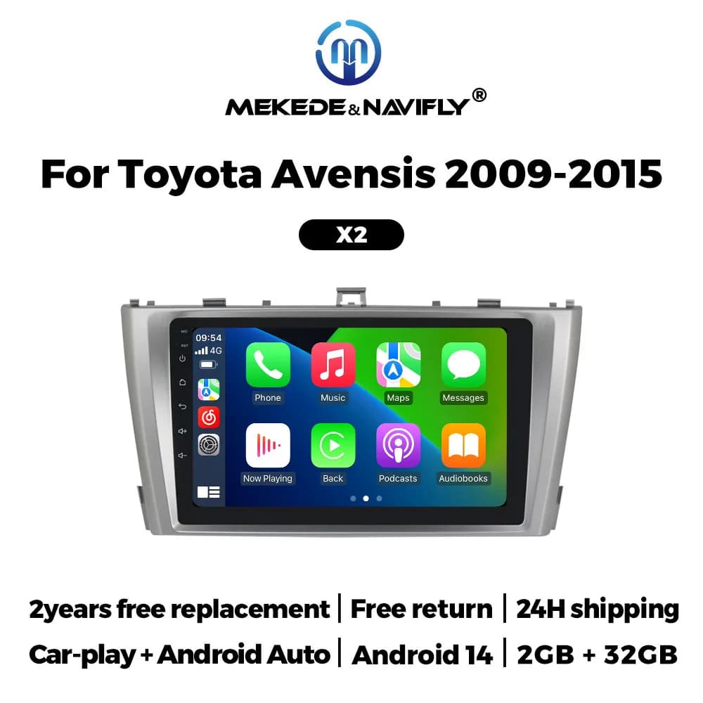 NaviFly for Toyota Avensis T27 2008 - 2015, Smart Android 14 System with Carplay, Stereo Multimedia, FM Reader