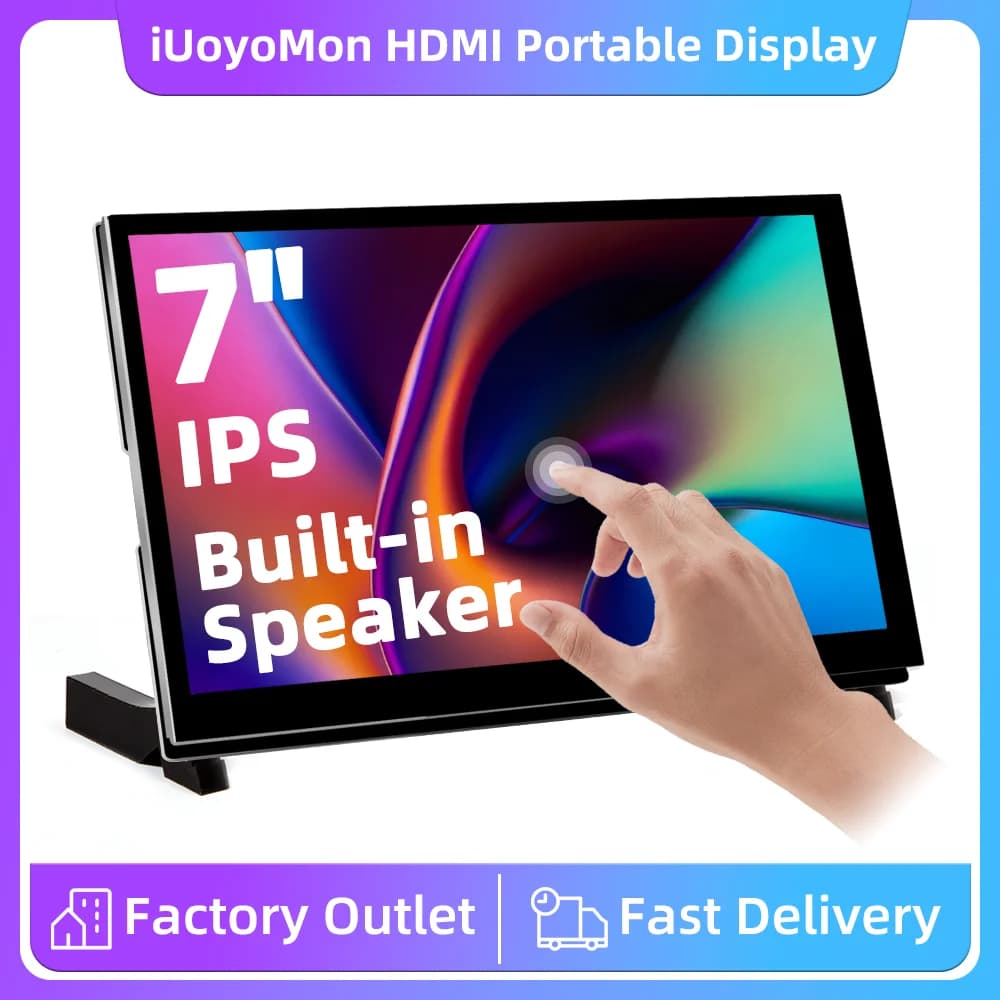 Raspberry Pi 5 Touch Screen da 7 pollici IPS 1024x600 HD LCD Display HDMI per Raspberry Pi 4B 3B+ OPI 5 AIDA64 PC