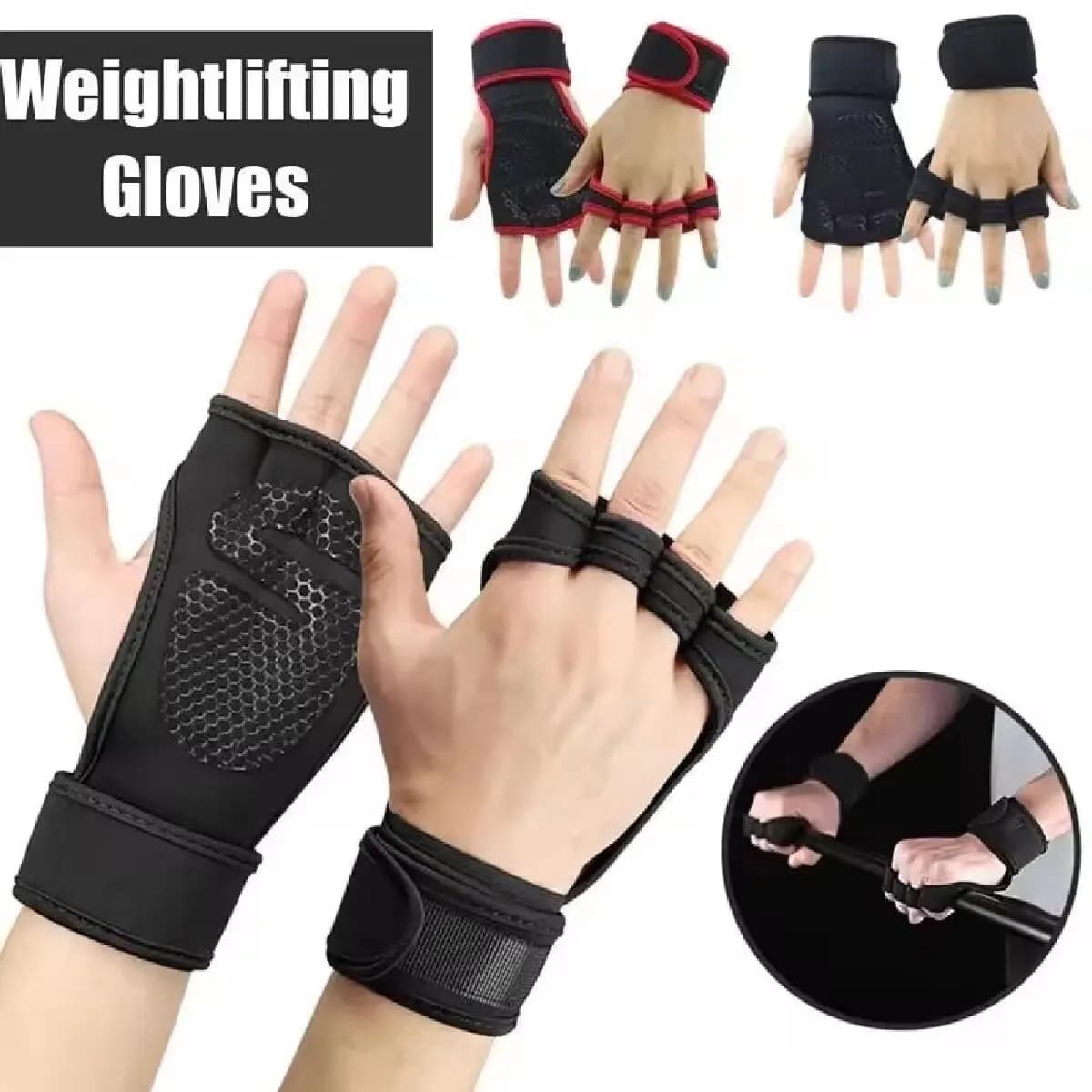 Wrist Protective Gloves with Fake Closure for Men and Women Fitness Sport Weight Training Gloves Gym