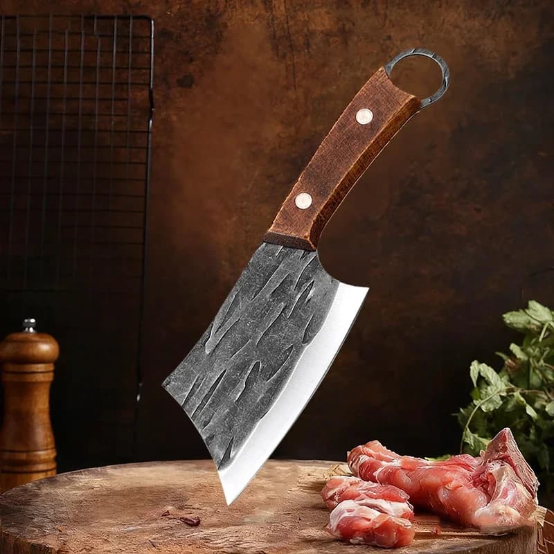 Kitchen knives Hand-made bone knife Hand-made mannaia for meat Stainless steel butcher knife Wooden handle Kitchen accessories