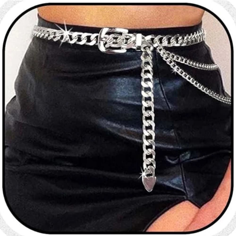 Catena in vita punk Cintura in metallo Catene per il corpo a strati Imbracatura Cuore Catena per la pancia Gioielli per il corpo sexy per donne e ragazze