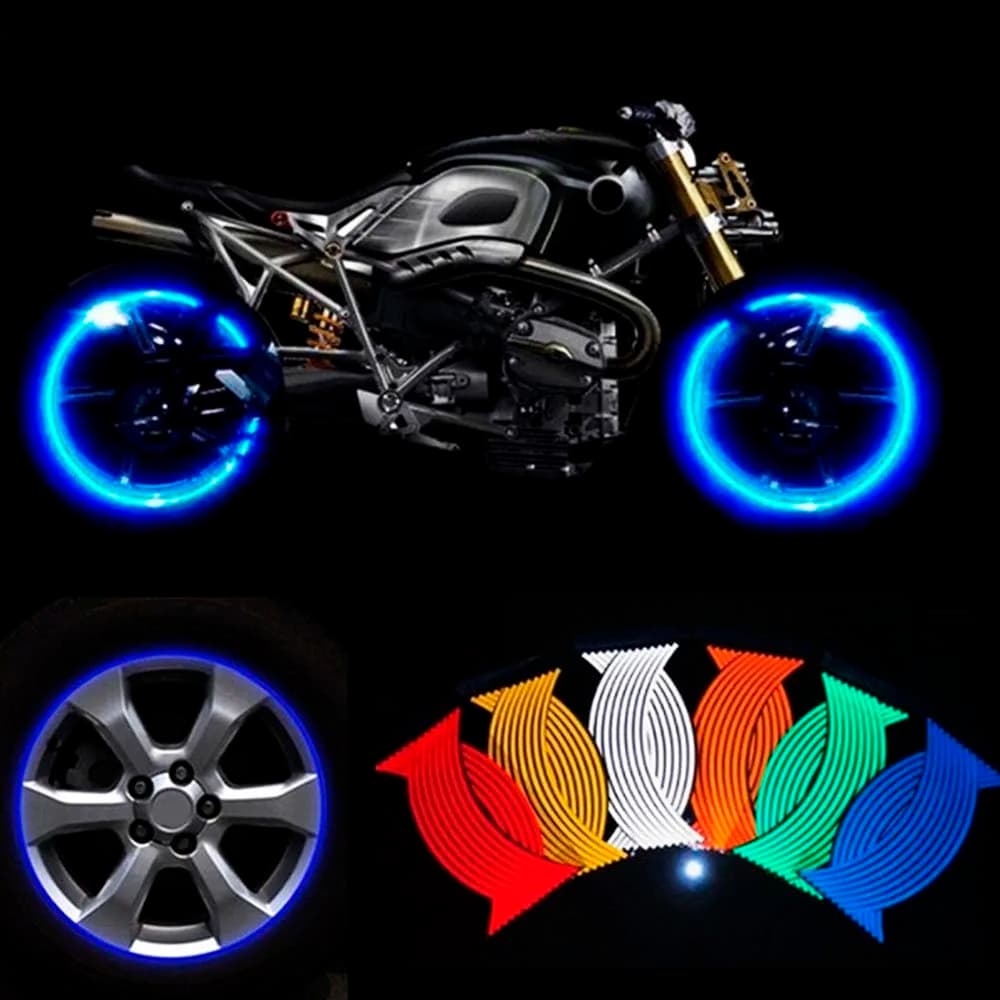 Adesivi riflettenti per pneumatici per ruote per auto da moto da 10 pollici Strisce riflettenti per nastri per cerchioni per decalcomanie per auto moto per Yamaha Kawasaki
