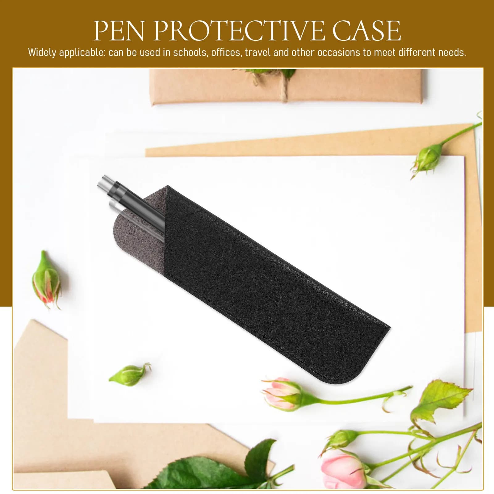 6Pcs PU Pen Sleeve Pouch for Fountain Ballpoint Pens Scratch-Resistant Protective Storage Case Lightweight Stylish Daily