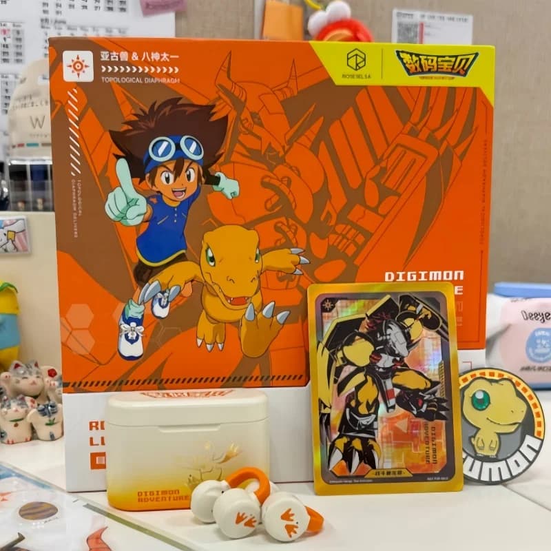 Nuovi auricolari wireless Digimon Adventure - Cuffie Bluetooth con clip per le orecchie Agumon e Tailmon per sport, corsa, allenamento all'aperto, regalo