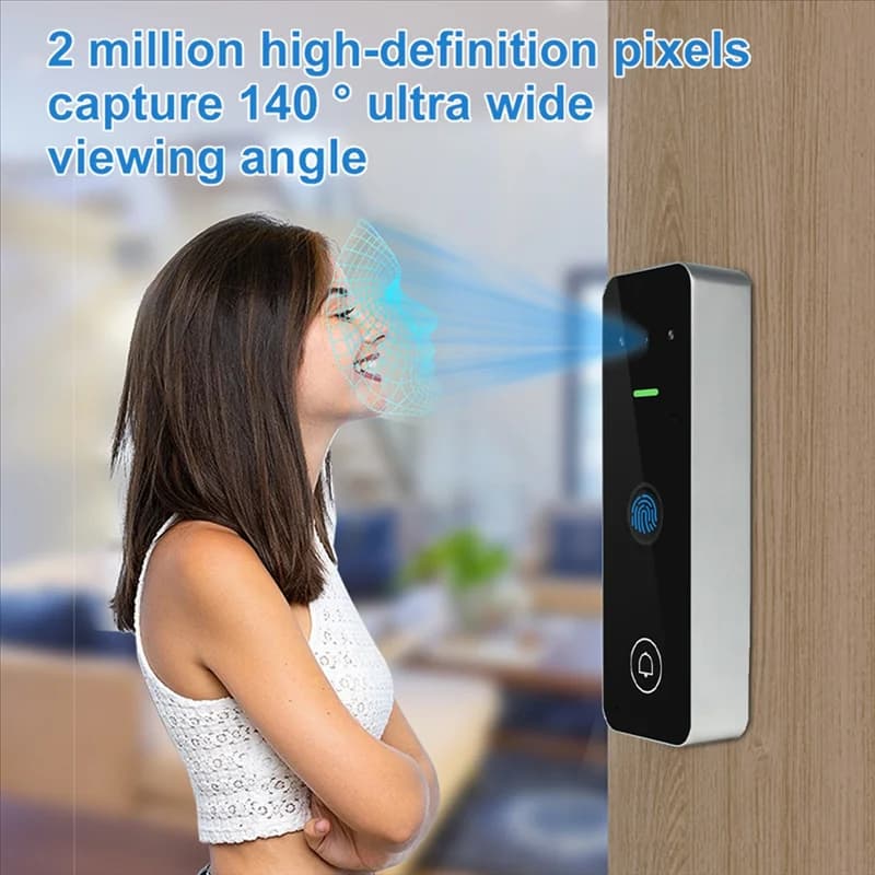 Y45A-Video Citofono Tastiera di controllo accessi Campanello visivo Tuya Smart Wifi RFID Citofono con impronte digitali a cifre per esterni
