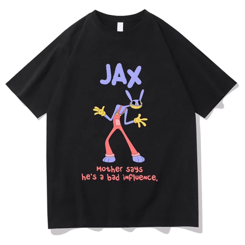 T-shirt The Amazing Digital Circus Jax Purple Rabbit per uomo e donna, abbigliamento estivo in cotone, maglietta a maniche corte alla moda con cartoni animati