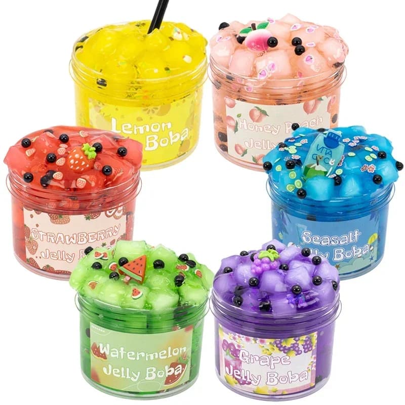 C 70/300ml Large Capacity Crunchy Slime Kit Premade Crystal Slime Set Super Soft and Non-Sticky Jelly Cube Slime Party Favor