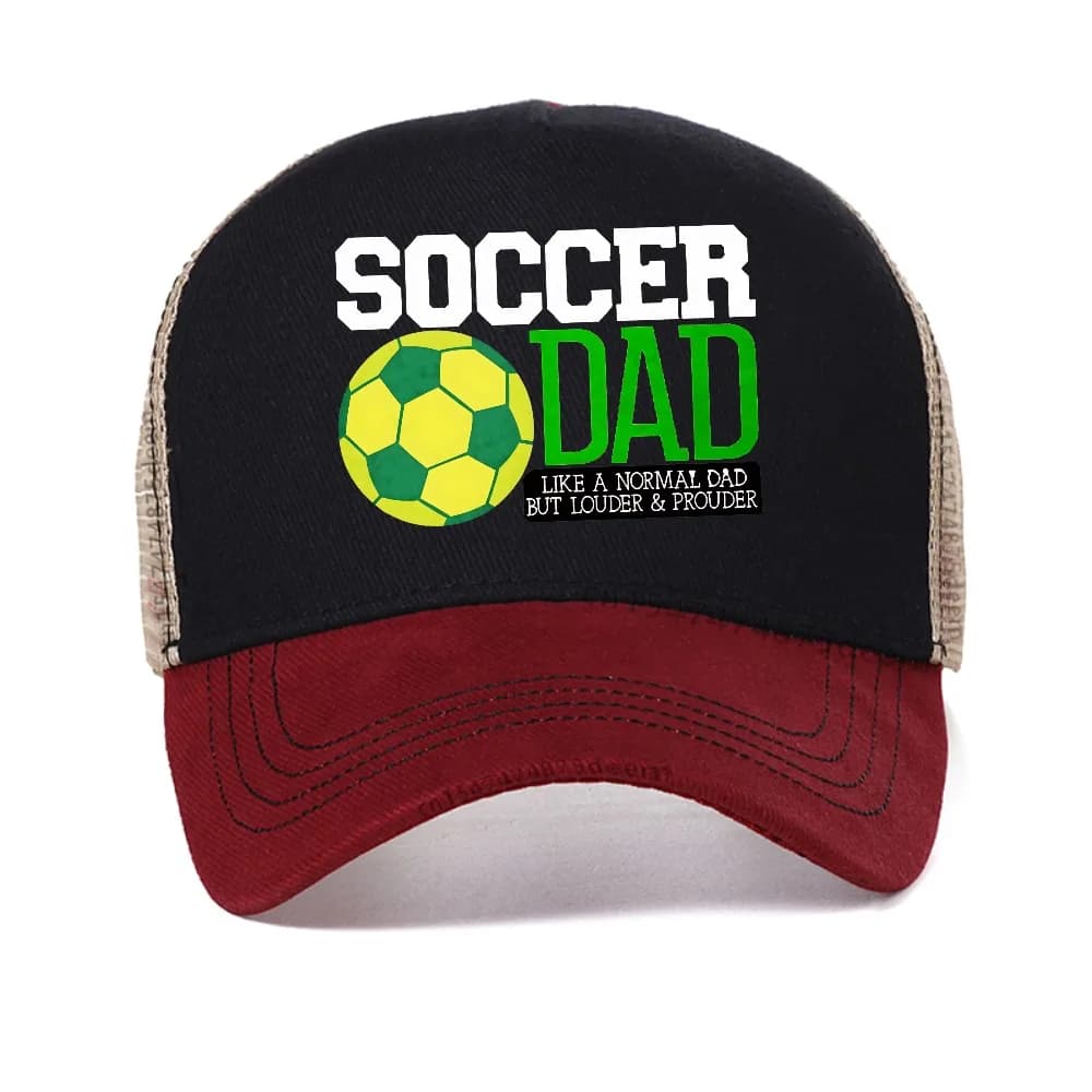 Cappellino da baseball con stampa Soccer Dad, moda estiva casual da uomo, traspirante, per il calcio, regolabile, in rete, stile trucker.