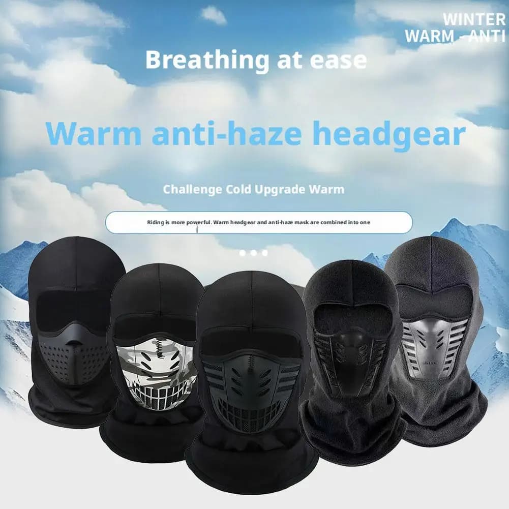 Passamontagna Maschera per il viso, Passamontagna nero invernale freddo in pile ispessito da uomo per motociclisti, maschera integrale traspirante