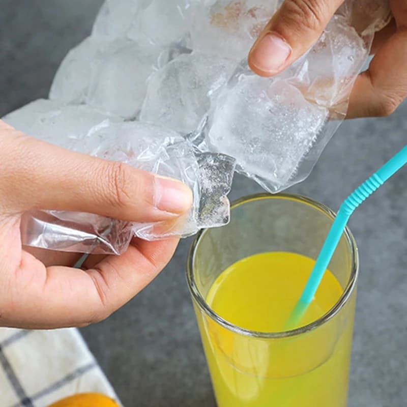 Confezione da 10 sacchetti usa e getta per ghiaccio, stampo a griglia per cubetti di ghiaccio, sacchetto autosigillante per ghiaccio da bar, contenitore per cubetti di ghiaccio, sacchetto/scatola per cubetti di ghiaccio alimentari congelati