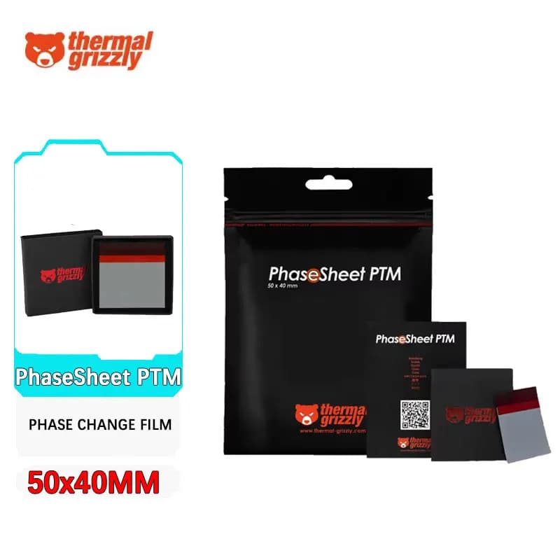 Foglio termico Grizzly PhaseSheet PTM Foglio di grasso siliconico a cambiamento di fase Foglio di cuscinetto di raffreddamento Laptop CPU GPU Tampone di grasso siliconico 50x40MM