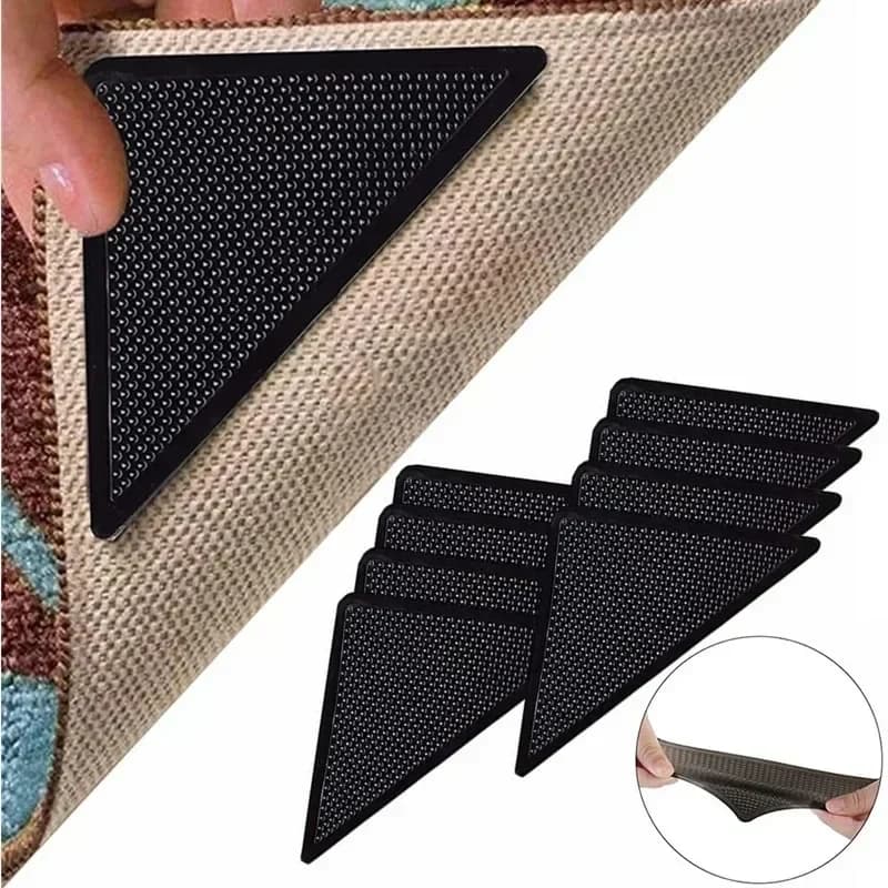 4/8pcs Triangular Carpet Anti Slip Stickers for Tile Floor Carpet Corner Pads Washable and Reusable Bathroom Rug Fixed Paste