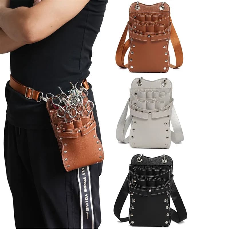 Borsa professionale per forbici per capelli a 7 tasche per barbiere da salone - Clip per forbici Custodia per fondina Custodia per cintura - Strumento per parrucchieri